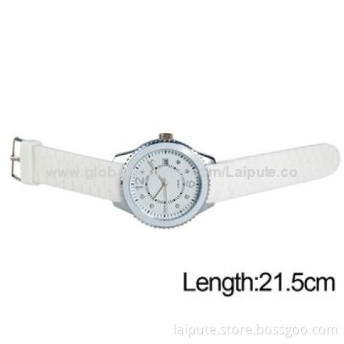 2014 Latest Design Unisex Analog Quartz Watch with Calendar, Silicone Strap Water-resistant, White